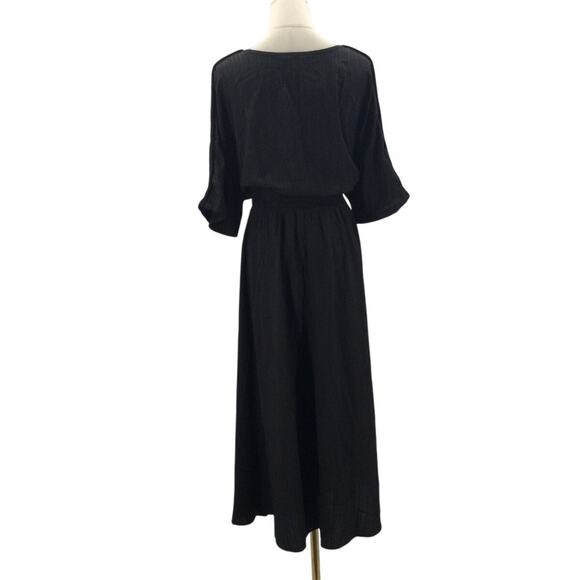 BLOOMCHIC 18-20 2X Plus Black Contrast Webbing Split Side midi Dress NWT B80 - Picture 4 of 12
